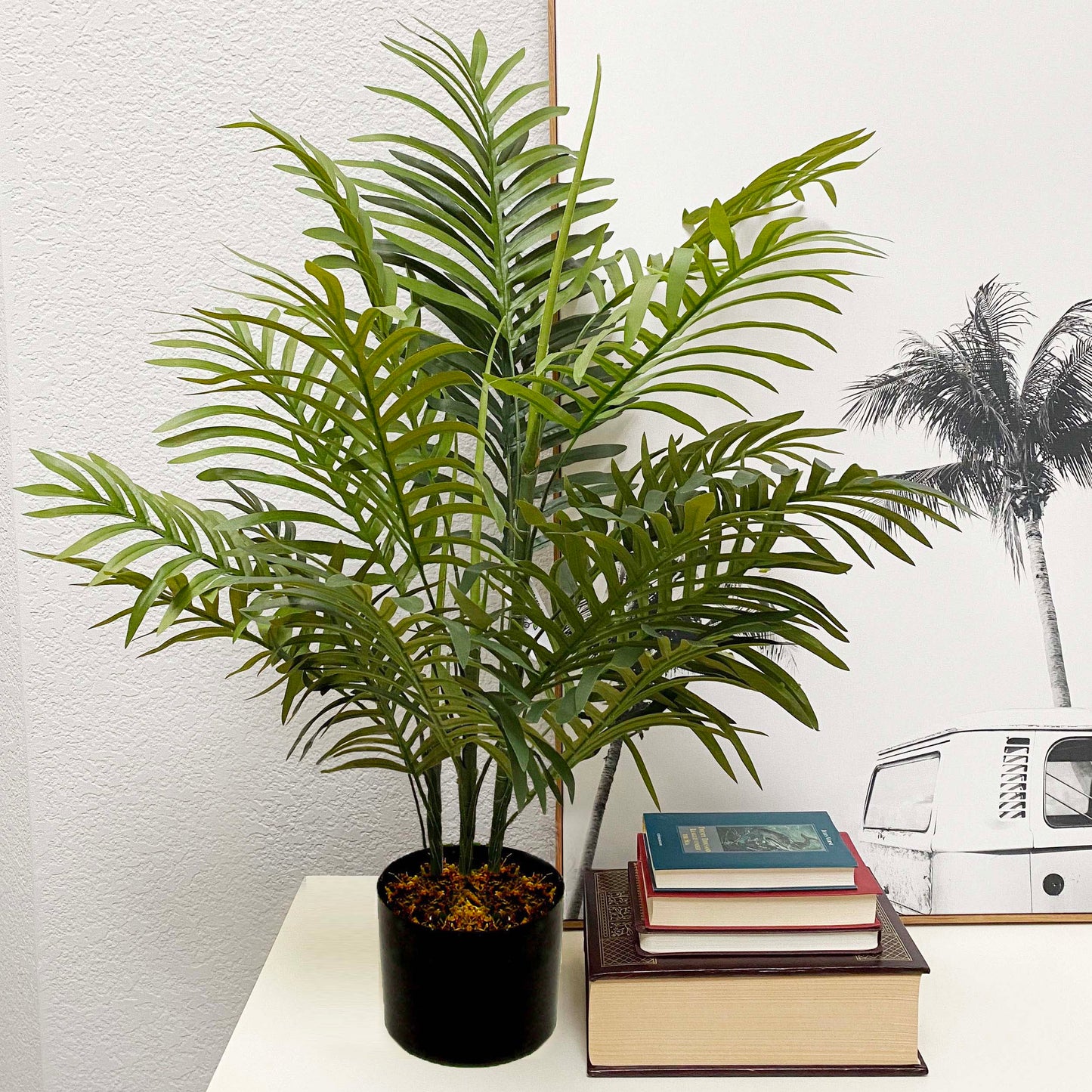 Artificial Paradise Palm Tree Plant in Plastic Pot, 3'L, GTR4622-NATURAL
