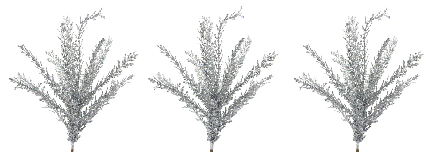 3 Pieces 23"H Glitter Filigree Leaf Spray For Christmas Decorations