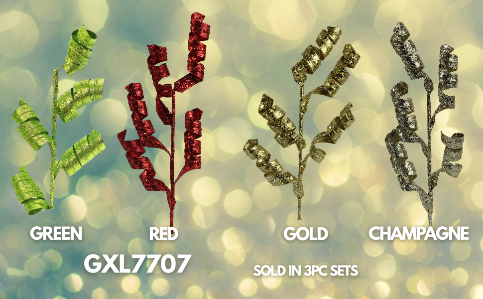 3 Pieces 26"H Glitter Spiral Spray For Christmas Decorations