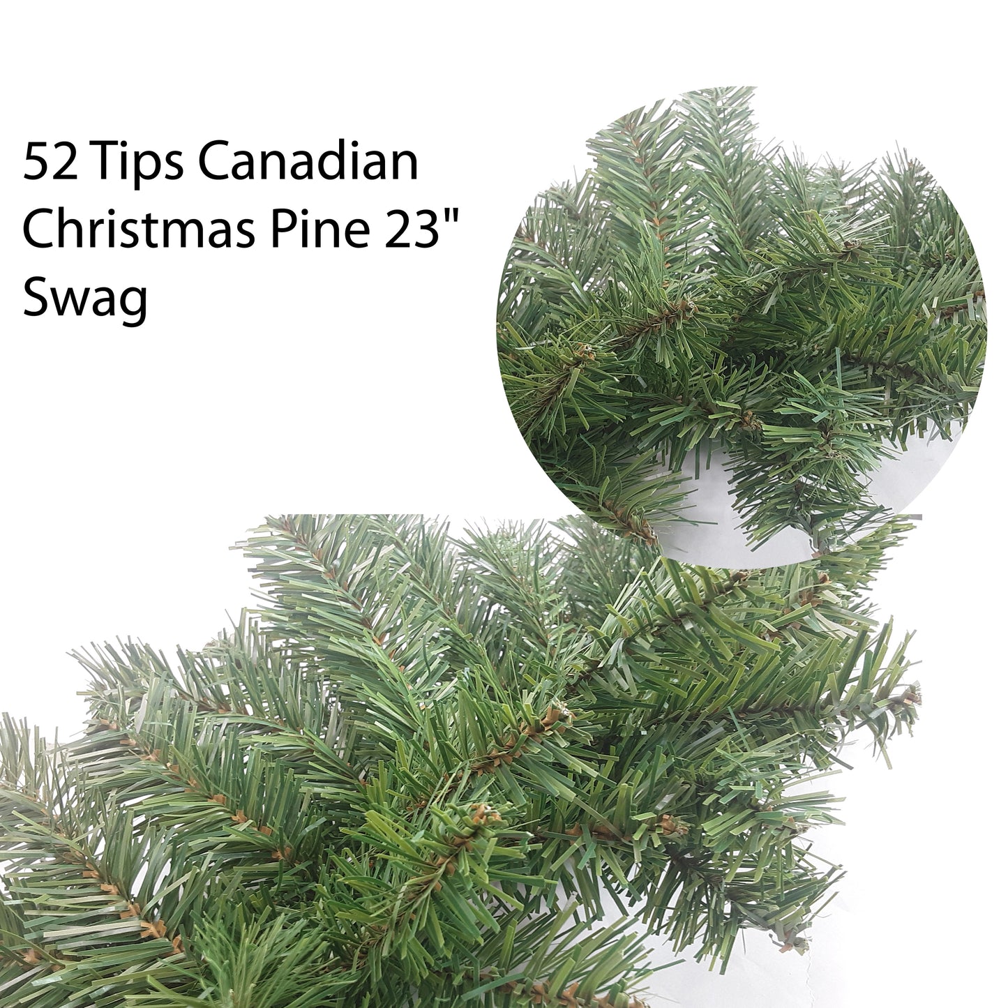 23"L Faux Christmas Swag 52 Tips Canadian Mixed Pine Holiday Winter Christmas