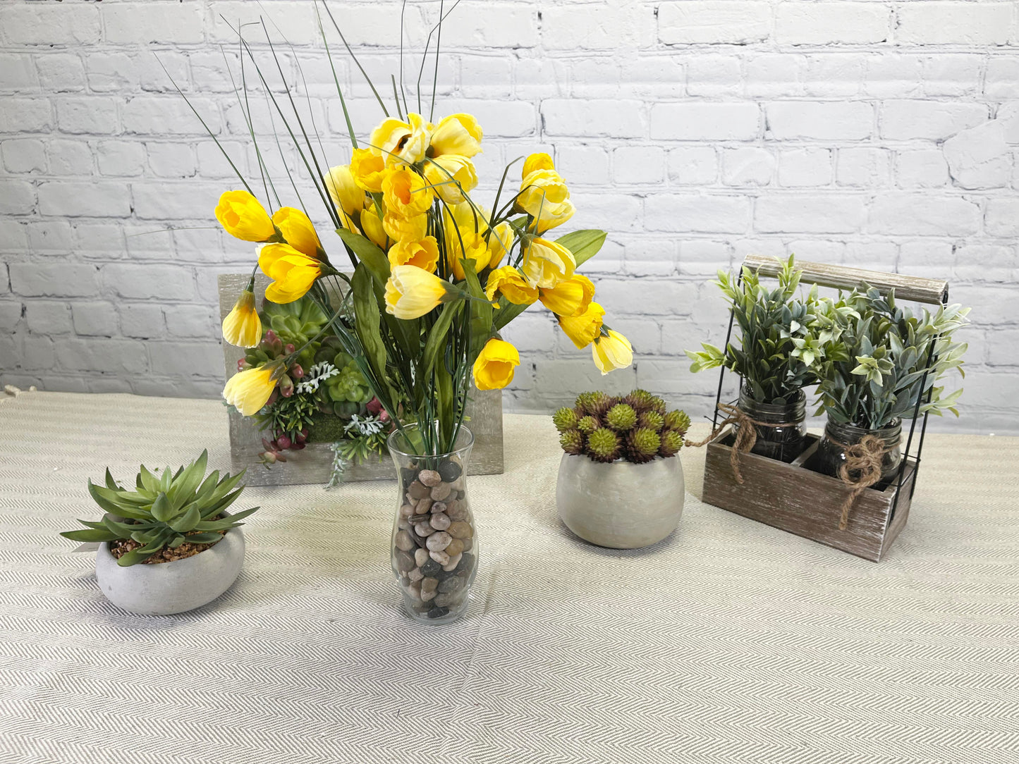 9 Stem Artificial Flowers Crocus Mum Bush Spring