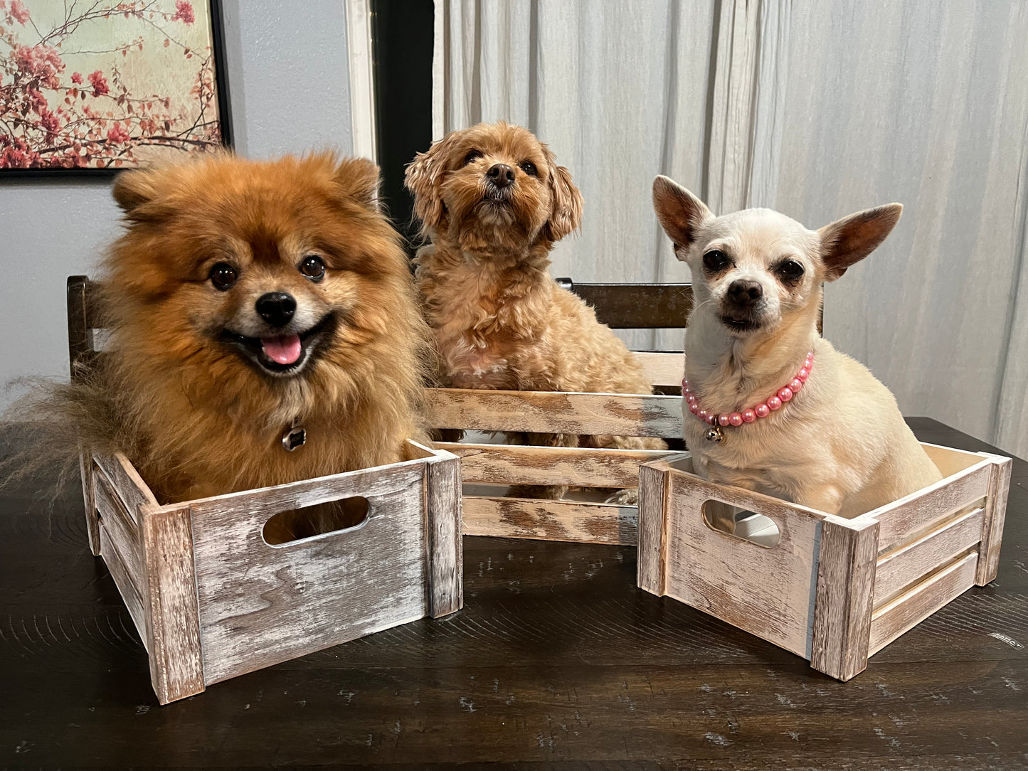 Set of 3 Rustic White Wooden Storage Crates - Farmhouse Style Decorative Baskets for Home Décor