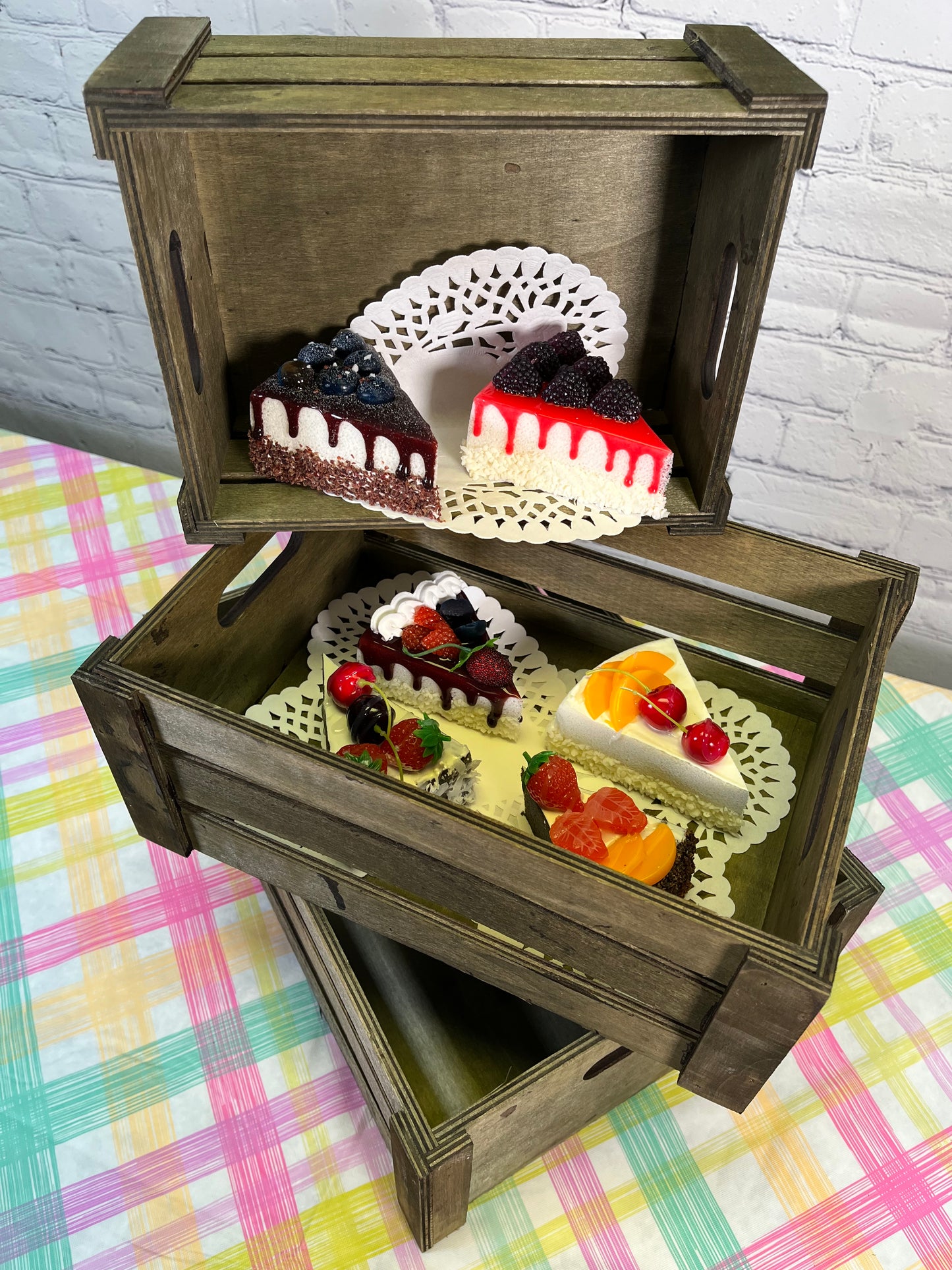 Set of 3 Rustic White Wooden Storage Crates - Farmhouse Style Decorative Baskets for Home Décor