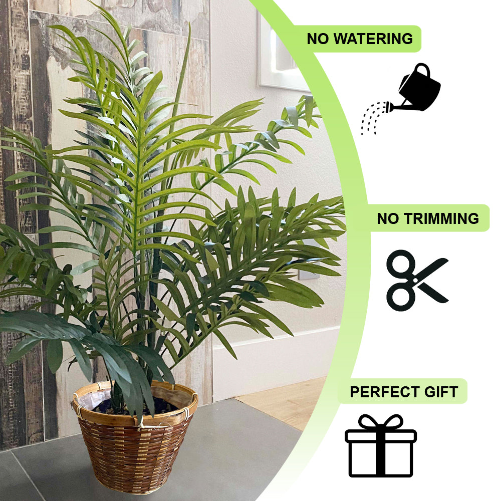 Artificial Paradise Palm Tree Plant in Plastic Pot, 3'L, GTR4622-NATURAL