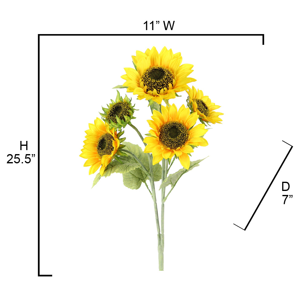 2 pcs 2 Stems Artificial Blooms Sunflower Bush Flower