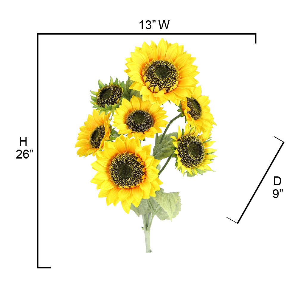 2 pcs 7 Stems Artificial Blooms Sunflower Bush Flower