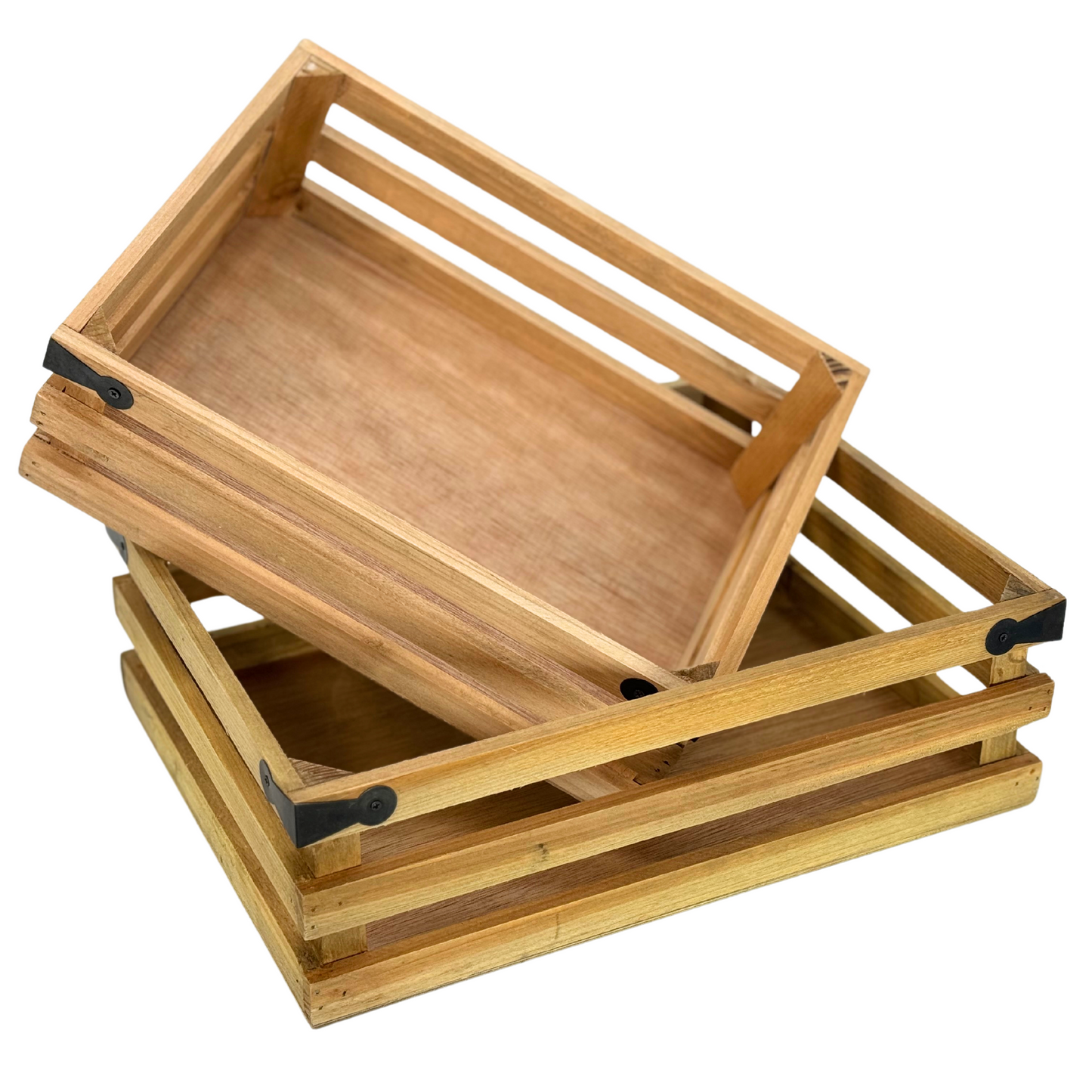 2pcs Rustic Wooden Decorative Display Crate Trays