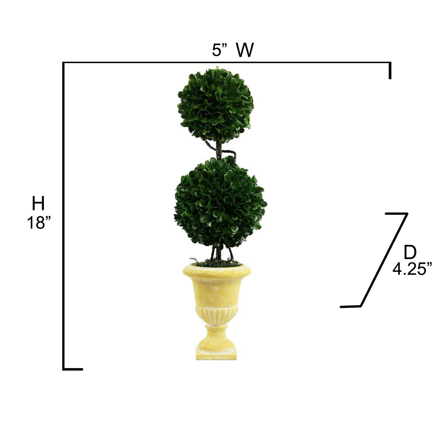 18"H Faux Preserved Artificial Boxwood Topiary Plant Tabletop with Double Ball