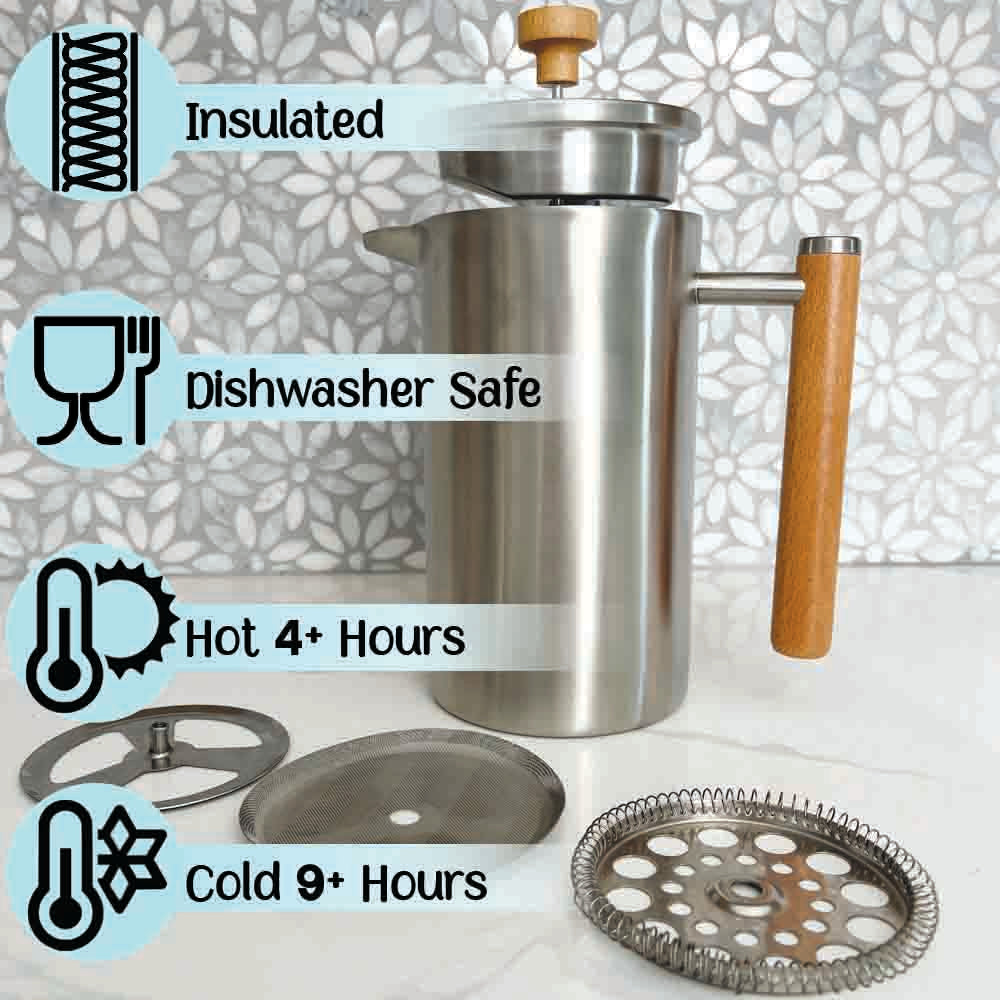 French Press Coffee Maker, Maximum Flavor Coffee Brewer