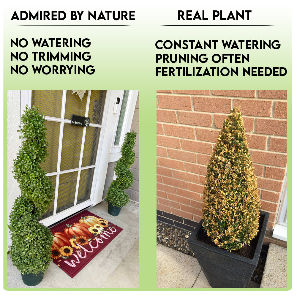 3' Artificial Boxwood Leave Spiral Topiary Plant Tree, GTR4633-NATURAL