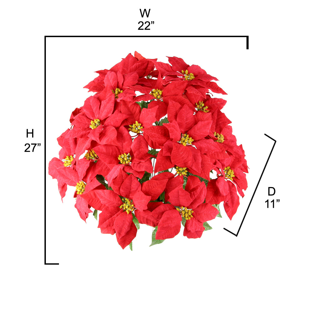 24 Stems Artificial Poinsettia Bouquet Poinsettia Christmas Bush