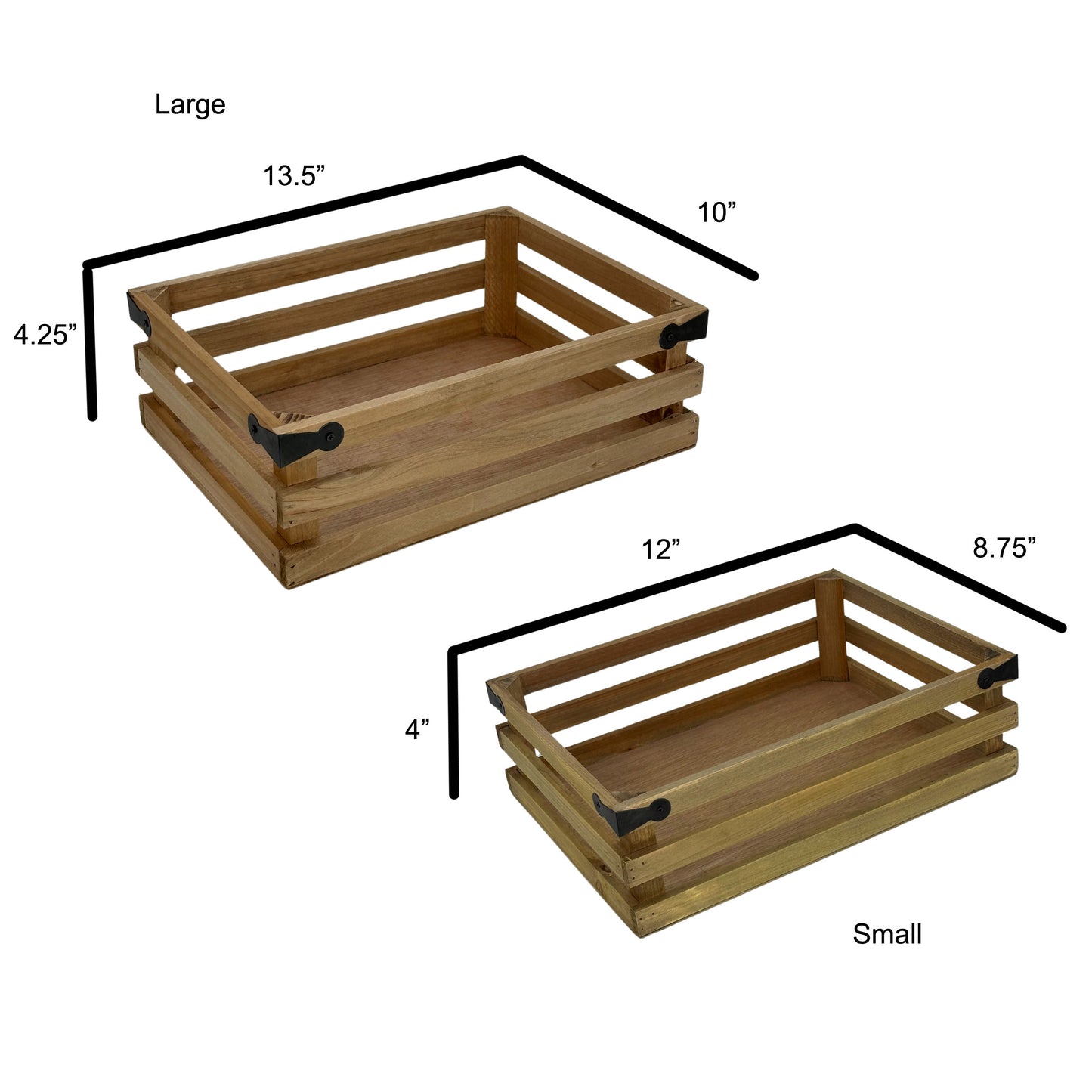 2pcs Rustic Wooden Decorative Display Crate Trays
