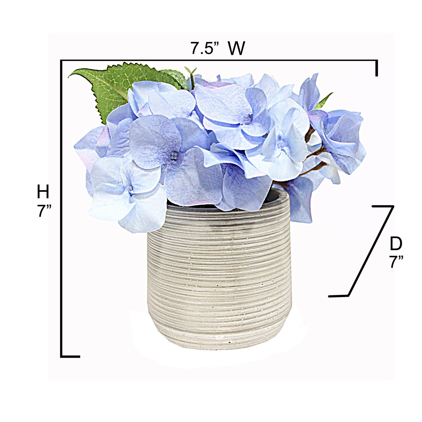 7"H Artficial Flowers Full Blooming Hydrangea Potted Plant Spring Indoor Faux Plant