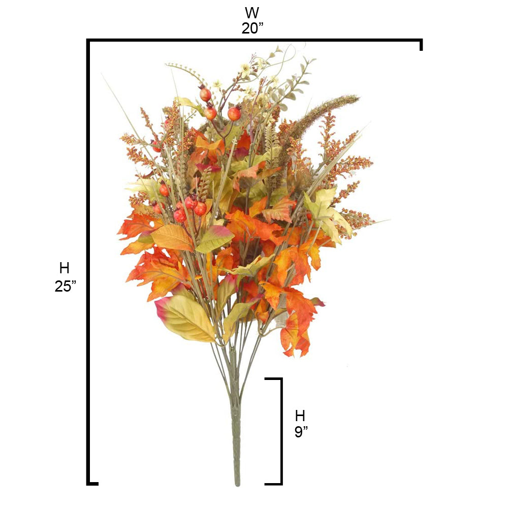 Artificial Autumn Flower Maple Leaves Berries Fall Festive Harvest Foliage