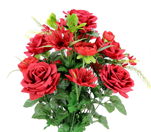 20 Stems Artificial Rosa Daisy Ranunculus Bouquet Artificial Flowers