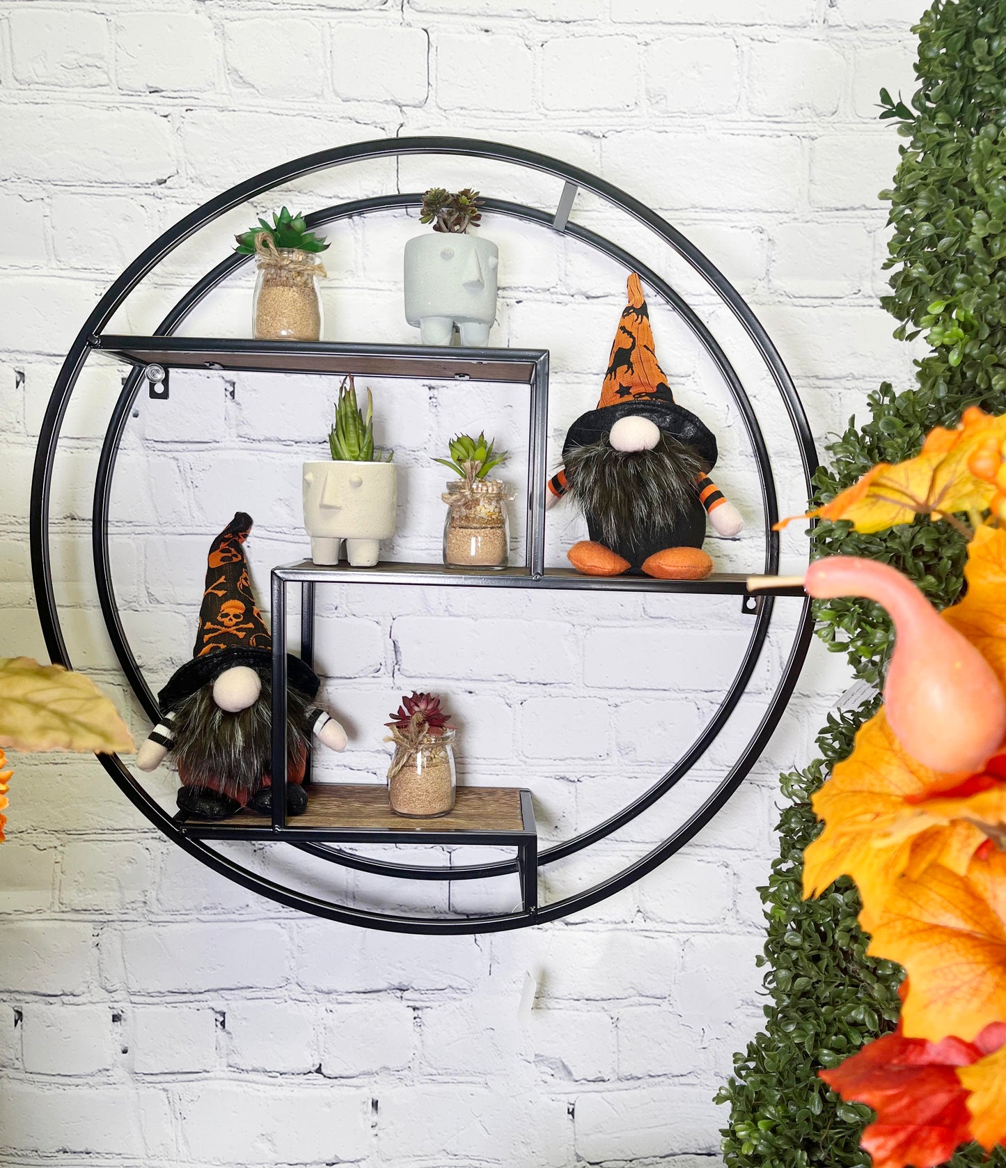 23" Mounted Iron Circle Hanging Storage Shelving Floating Shelf 3 Tier