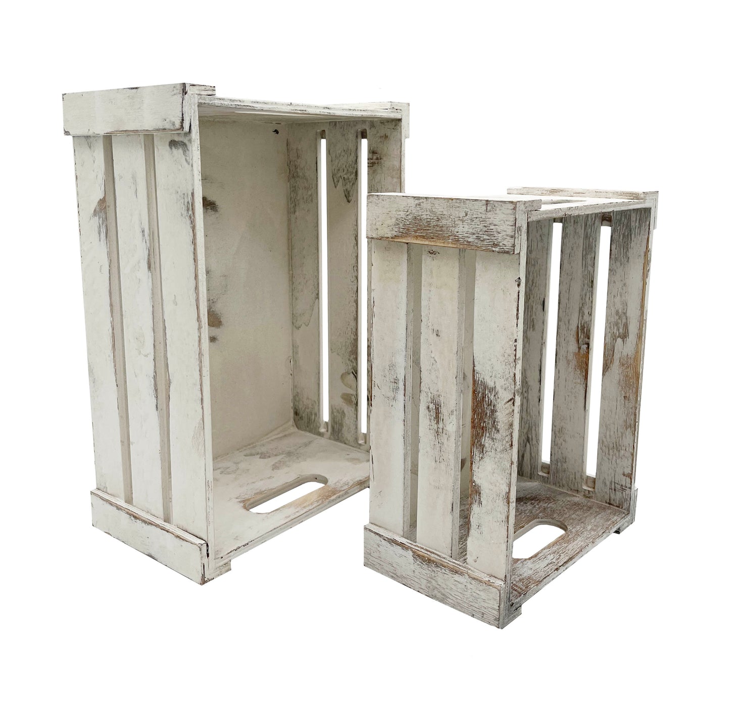 Rustic White Set Distressed Decorative Wood Crates Storage Container