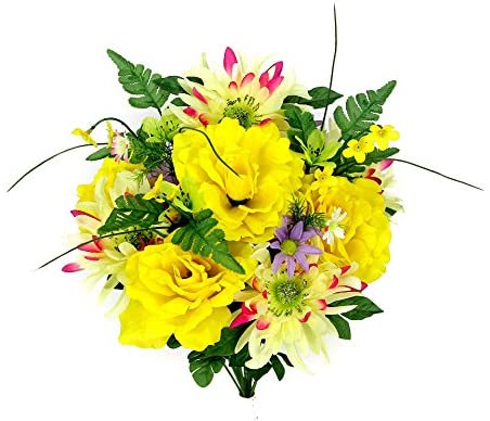 GPB4409-LIL/LAV/BT Artificial Rose and Mum with Greenery Foliage Bush