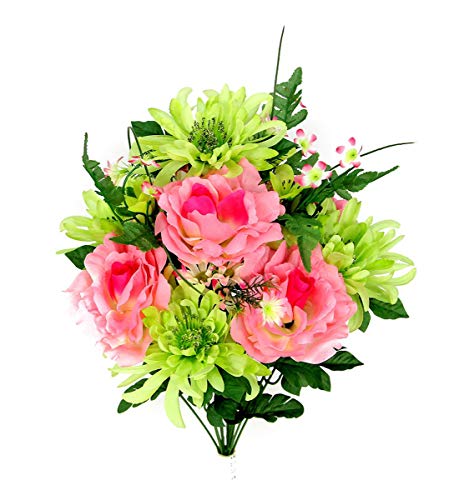 GPB4409-LIL/LAV/BT Artificial Rose and Mum with Greenery Foliage Bush