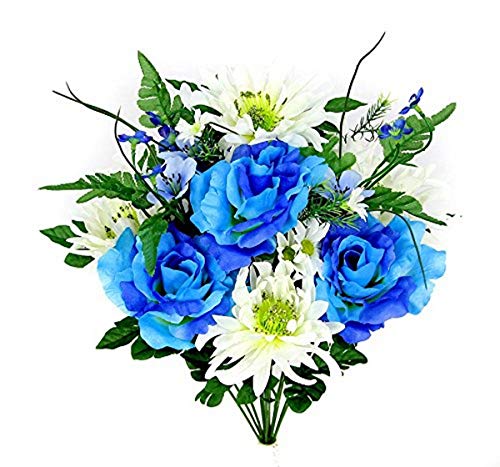 GPB4409-LIL/LAV/BT Artificial Rose and Mum with Greenery Foliage Bush