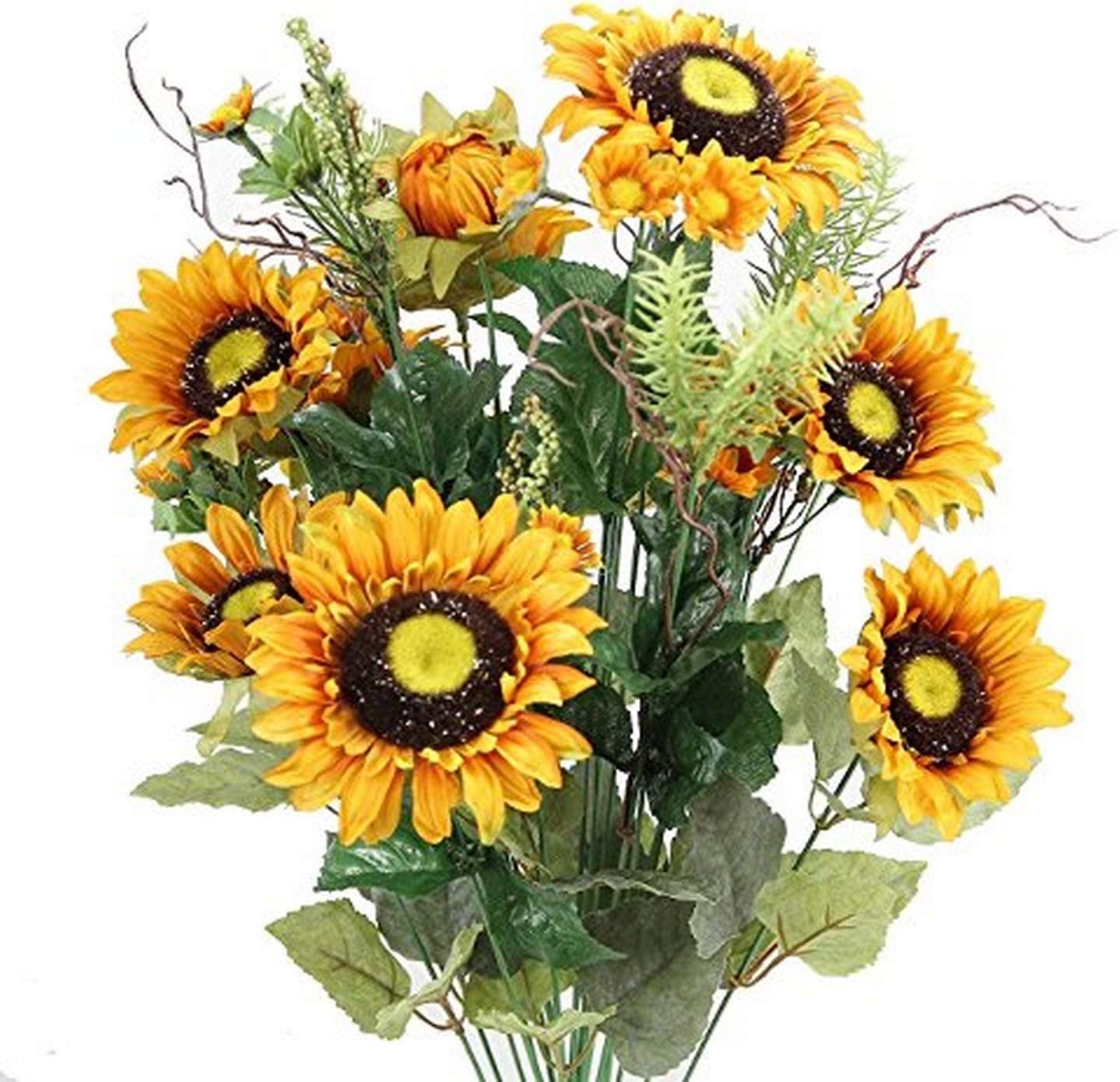 GPB5404-HONEY/MUST 24 Stem Artificial Sunflower Cosmo Mini Berries Flower Bush