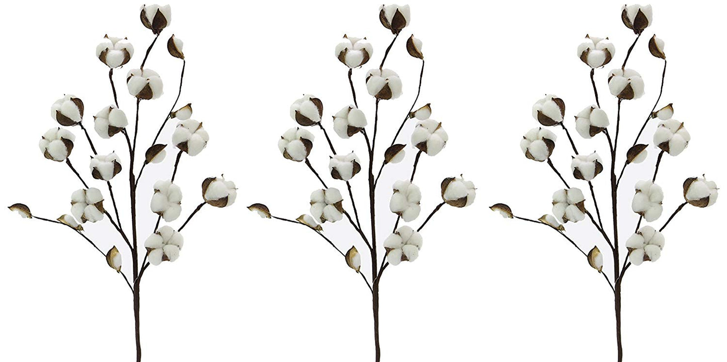 GFL7026-NATURAL-3 Faux Cotton Spray-Set of 3