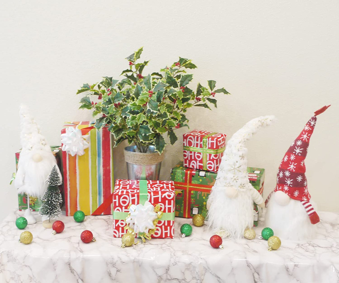 Artificial Holly Leaves Berries Christmas Bush For Christmas decorations Home Décor