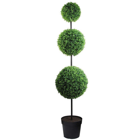 66" Tall Artificial Boxwood Triple Ball Shaped Topiary Tree,  GTR7677-GREEN