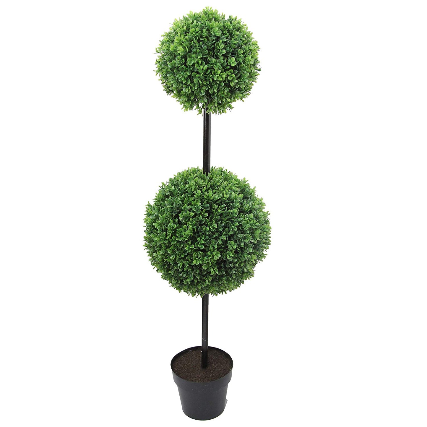 46" Tall Artificial Boxwood Double Ball Shaped Topiary Plant Tree, GTR7679-GREEN
