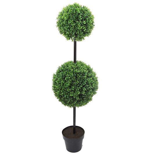 46" Tall Artificial Boxwood Double Ball Shaped Topiary Plant Tree,  GTR7679-GREEN