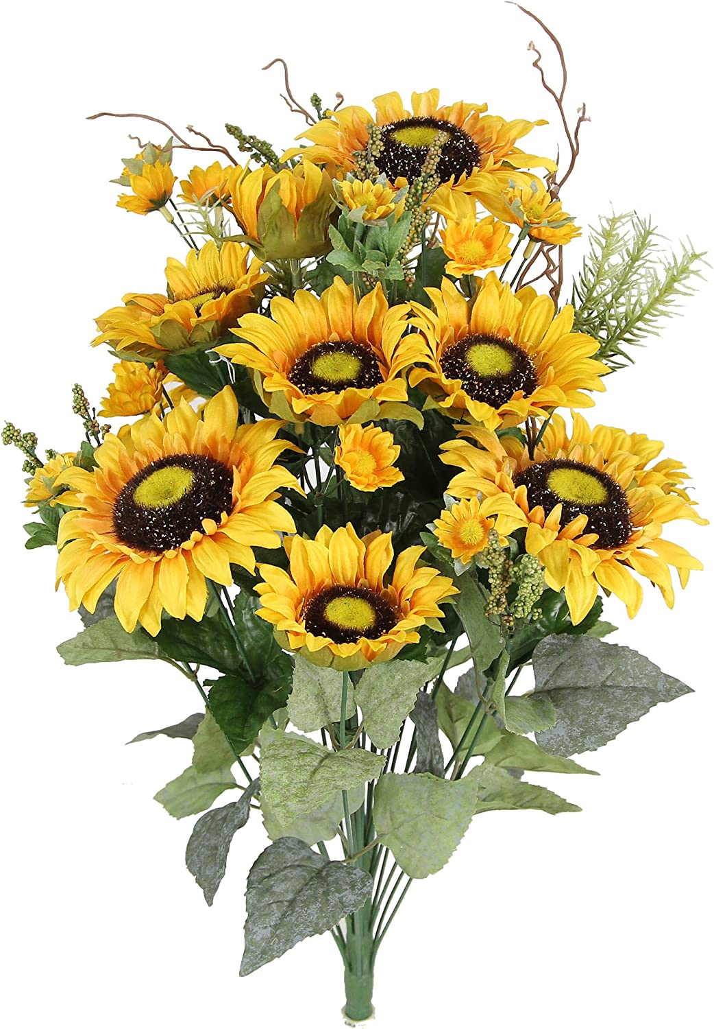 GPB5404-HONEY/MUST 24 Stem Artificial Sunflower Cosmo Mini Berries Flower Bush