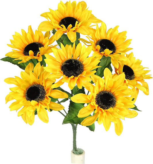 1pc 7 Stems Artificial Small Sunflower Bush Flower For Sunflower