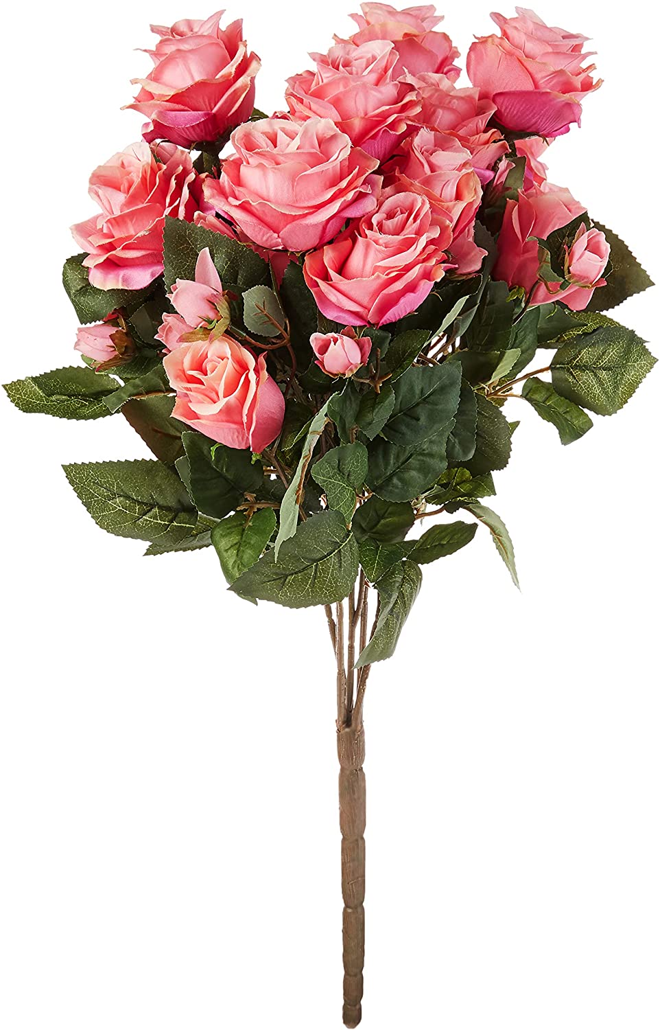 GPB7338-CREAM 5 Stems Faux 15 Head Rose Bud Flower Bush Cream
