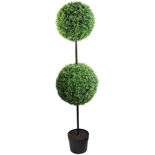 58" Tall Artificial Boxwood Double Ball Shaped Topiary Tree,  GTR7678-GREEN