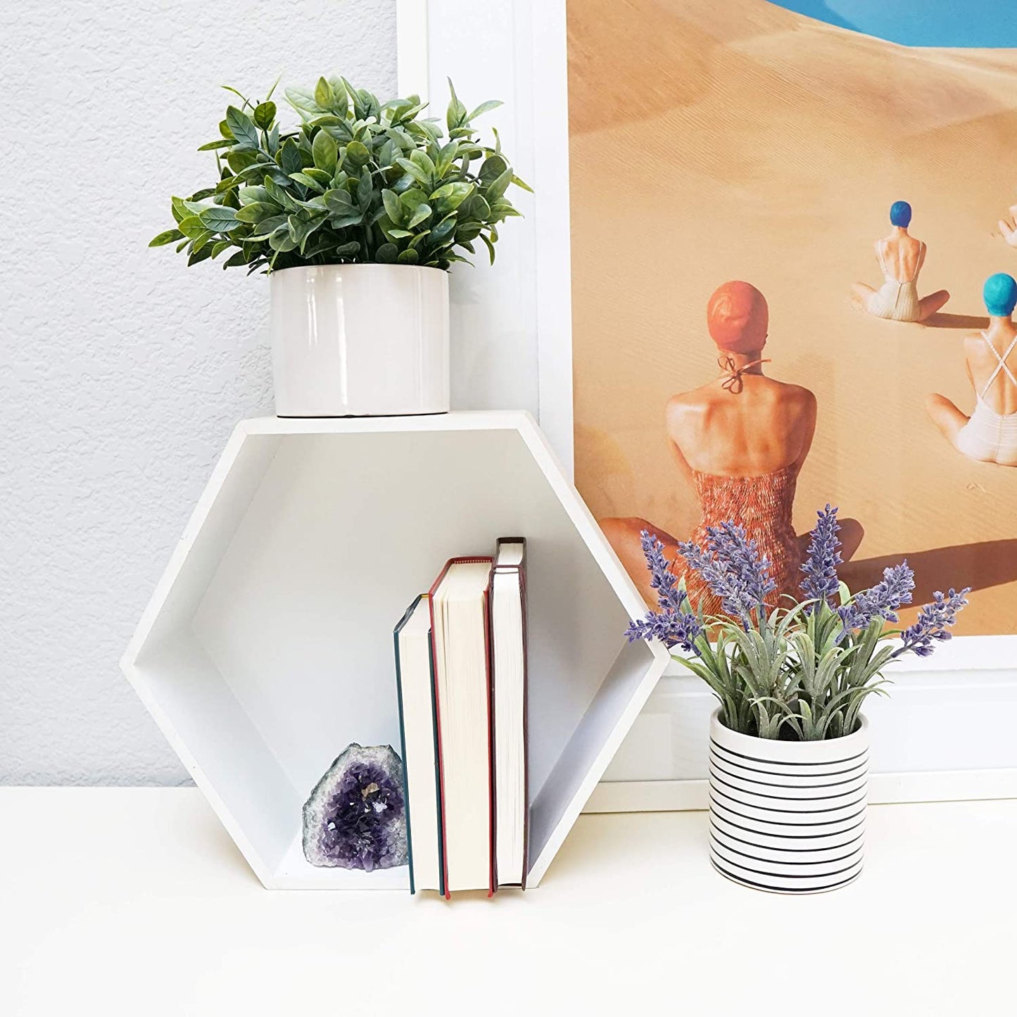 ABN5P025-NTRL Artificial French Lavender Plant Centerpiece in Pot