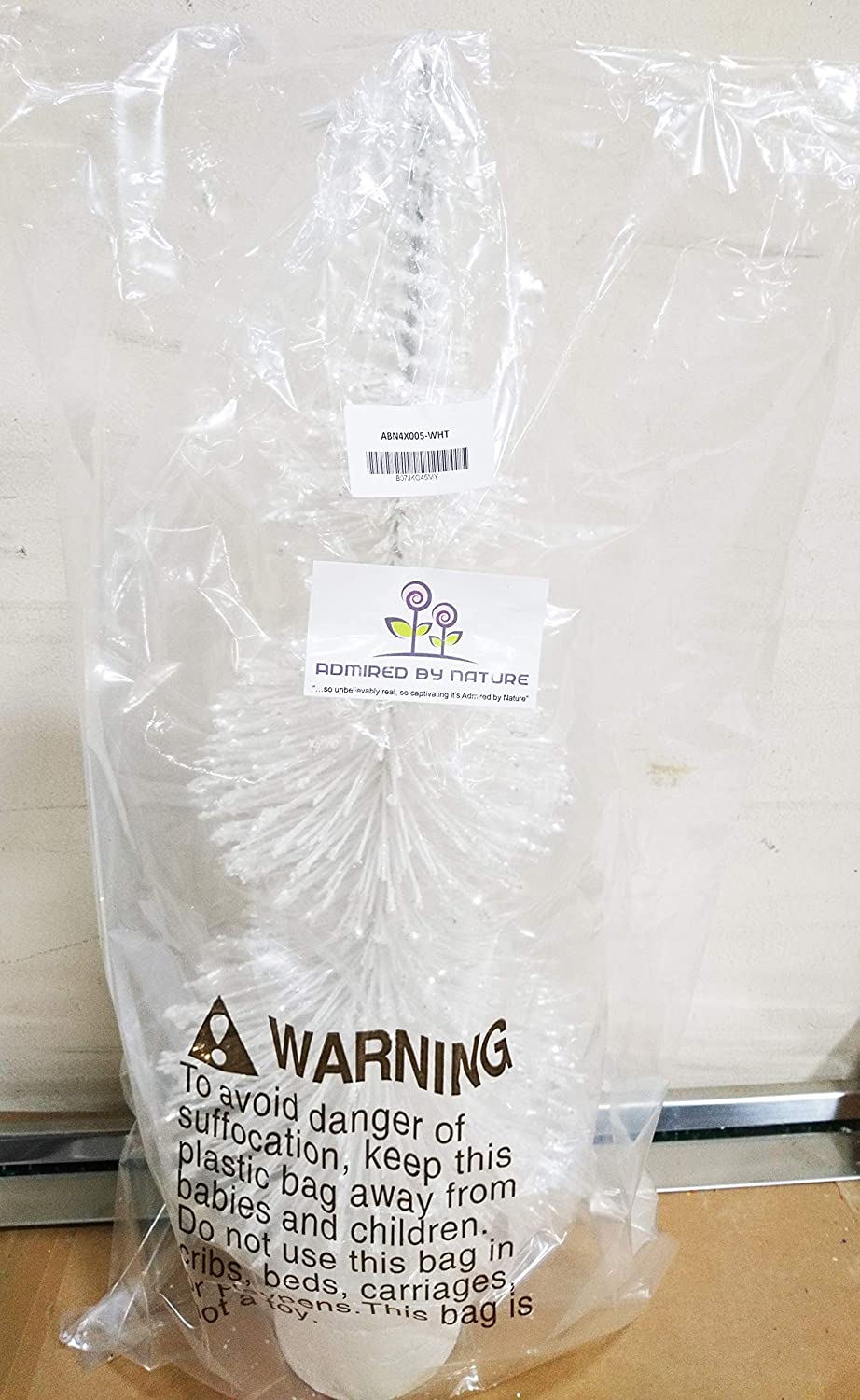 Christmas Tree Bottle Brush Boxwood Topiary, ABN4X005-WHT