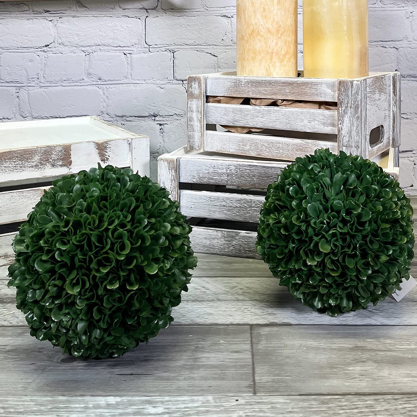 2pcs 6" Ball Topiary Plants Artificial Boxwood Topiary Faux Topiaries