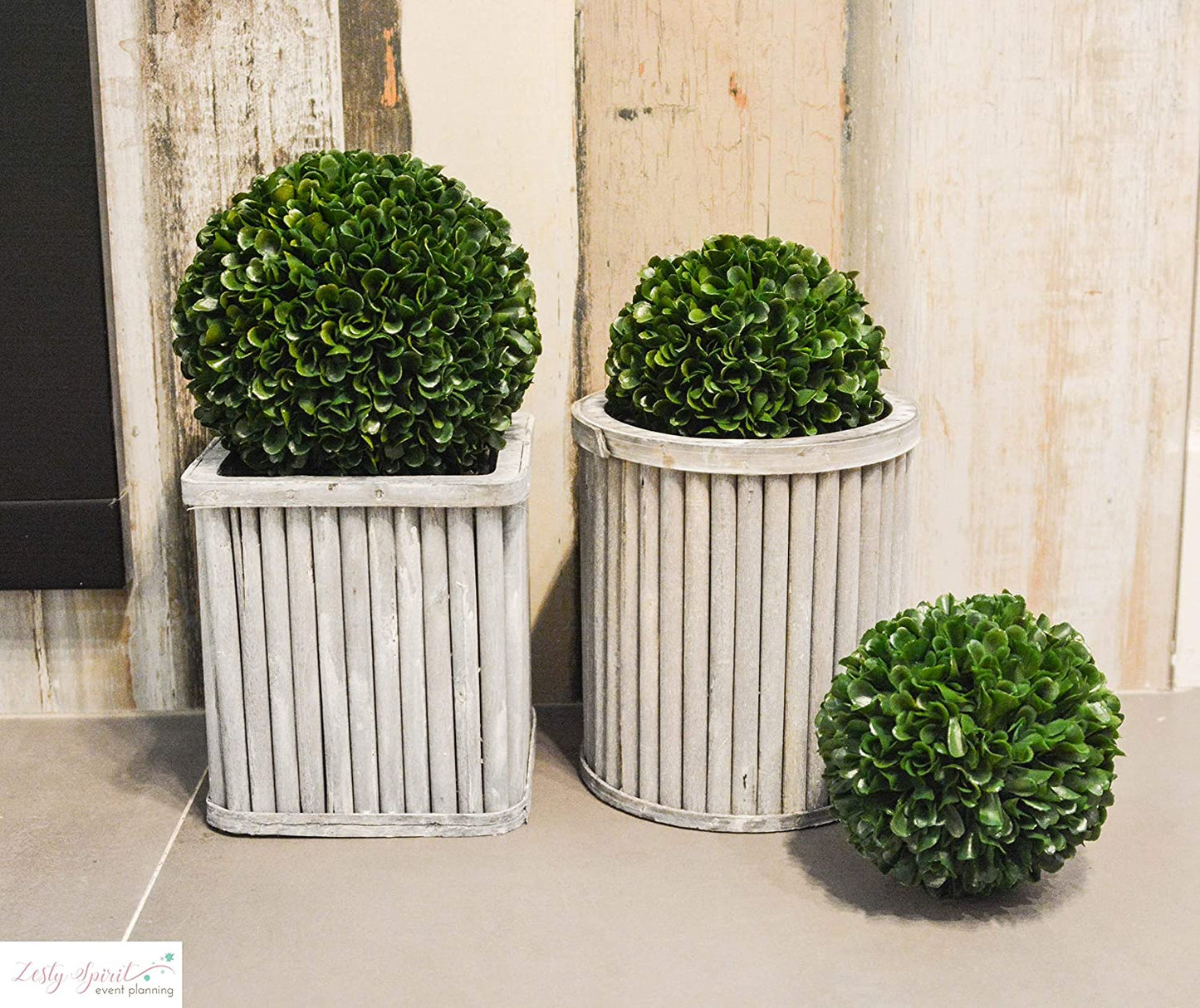 ABN5E047-GREY Ringling Washed Tall Round Wood with Glass 2 Piece Table Vase Set