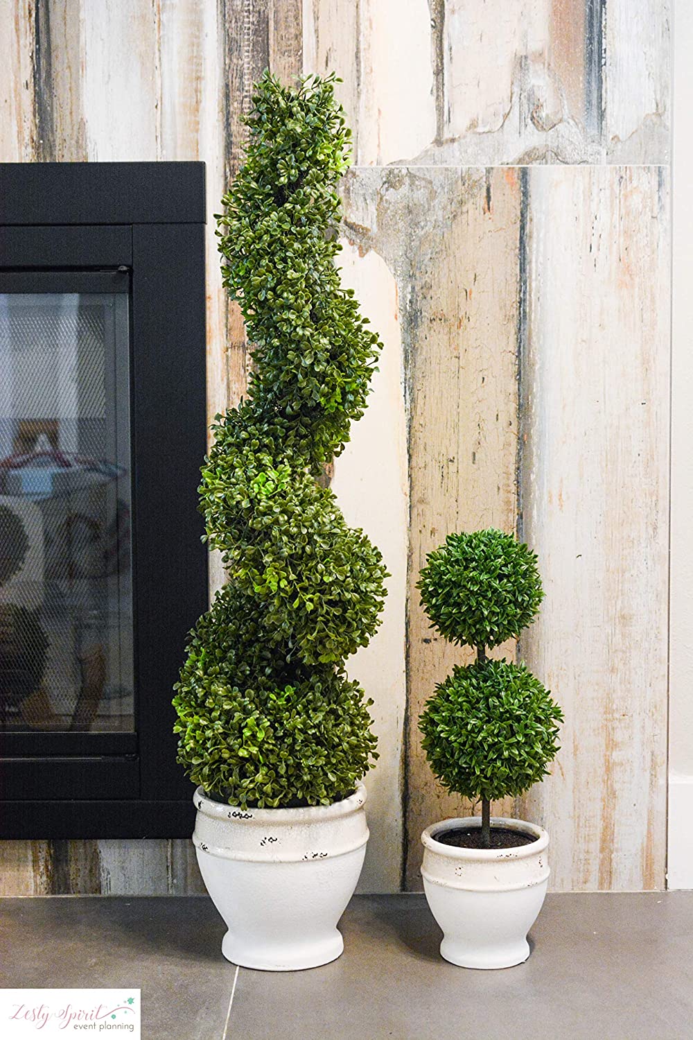 3' Artificial Boxwood Leave Spiral Topiary Plant Tree, GTR4633-NATURAL