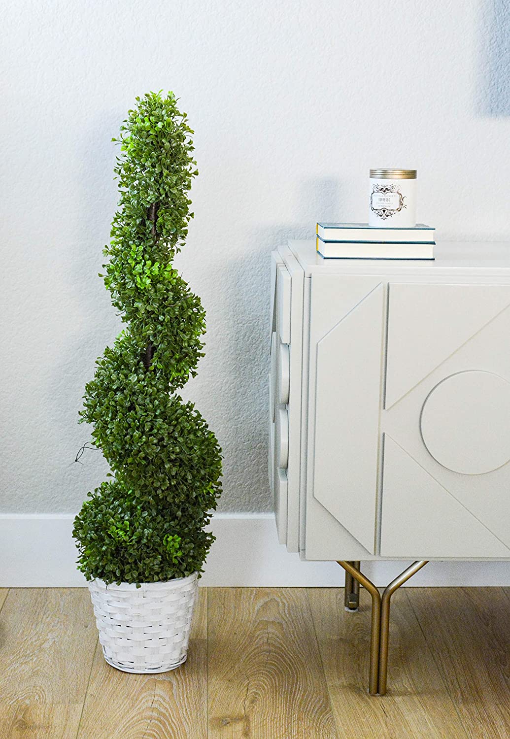 3' Artificial Boxwood Leave Spiral Topiary Plant Tree, GTR4633-NATURAL