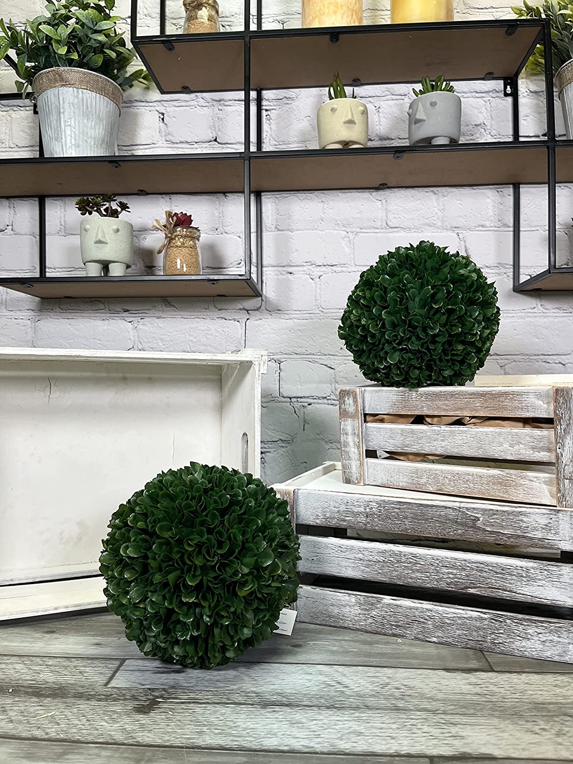 2pcs 6" Ball Topiary Plants Artificial Boxwood Topiary Faux Topiaries