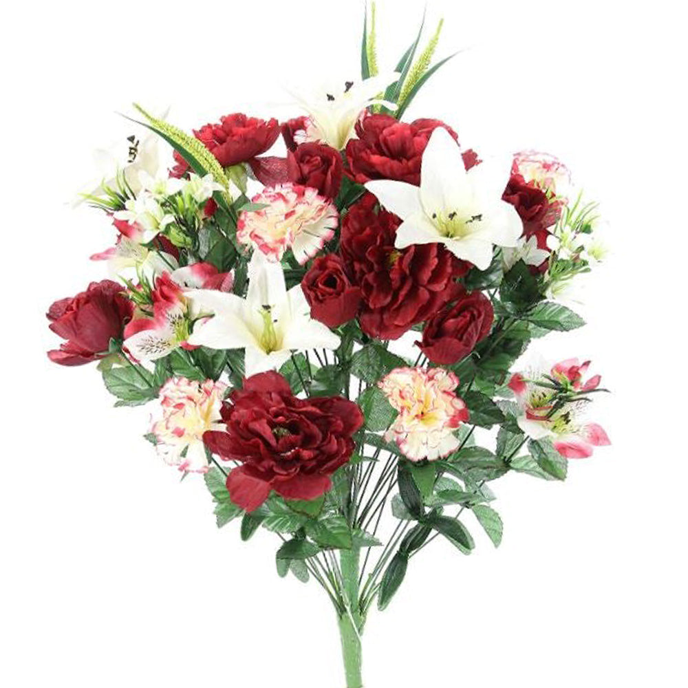 40 Stem Artificial Flowers Roses Lily Peony Mixed Bush Spring Faux Flower