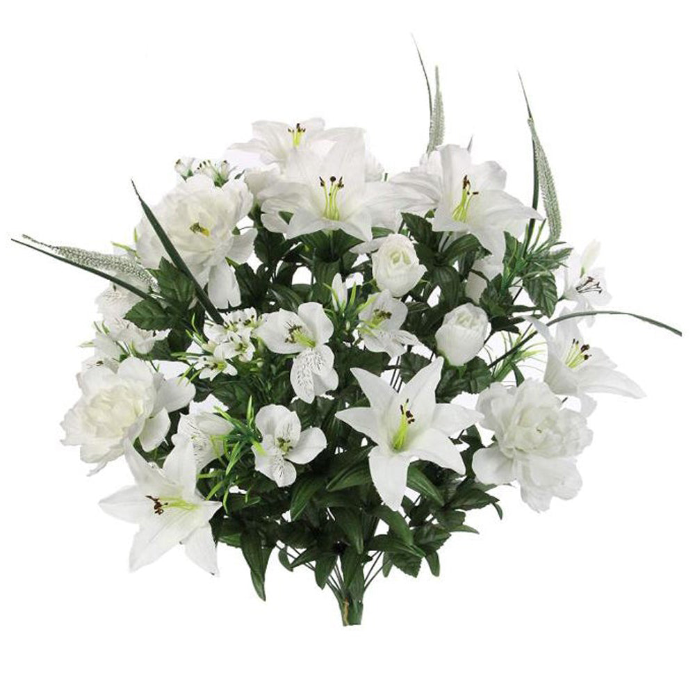 40 Stem Artificial Flowers Roses Lily Peony Mixed Bush Spring Faux Flower