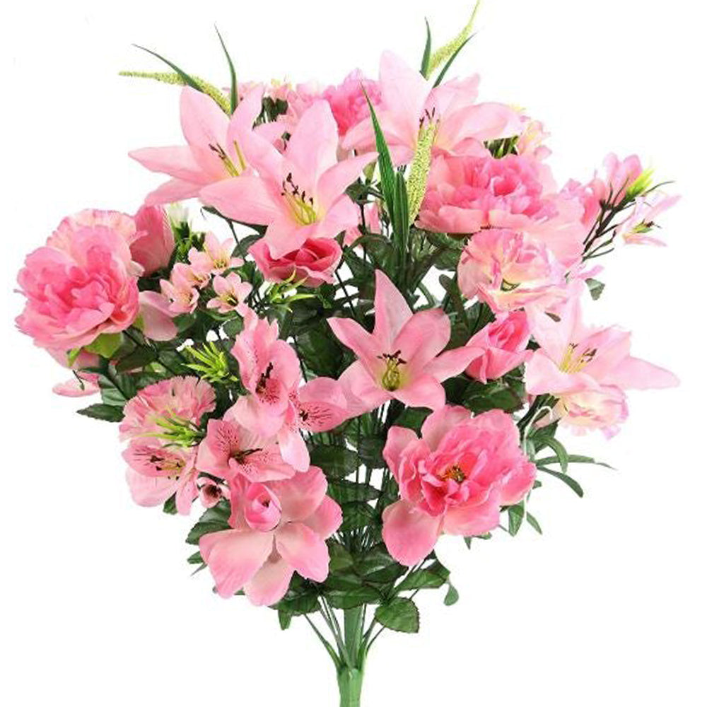 40 Stem Artificial Flowers Roses Lily Peony Mixed Bush Spring Faux Flower