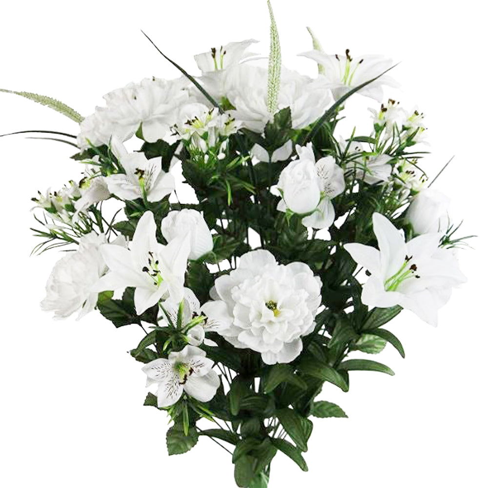 40 Stem Artificial Flowers Roses Lily Peony Mixed Bush Spring Faux Flower