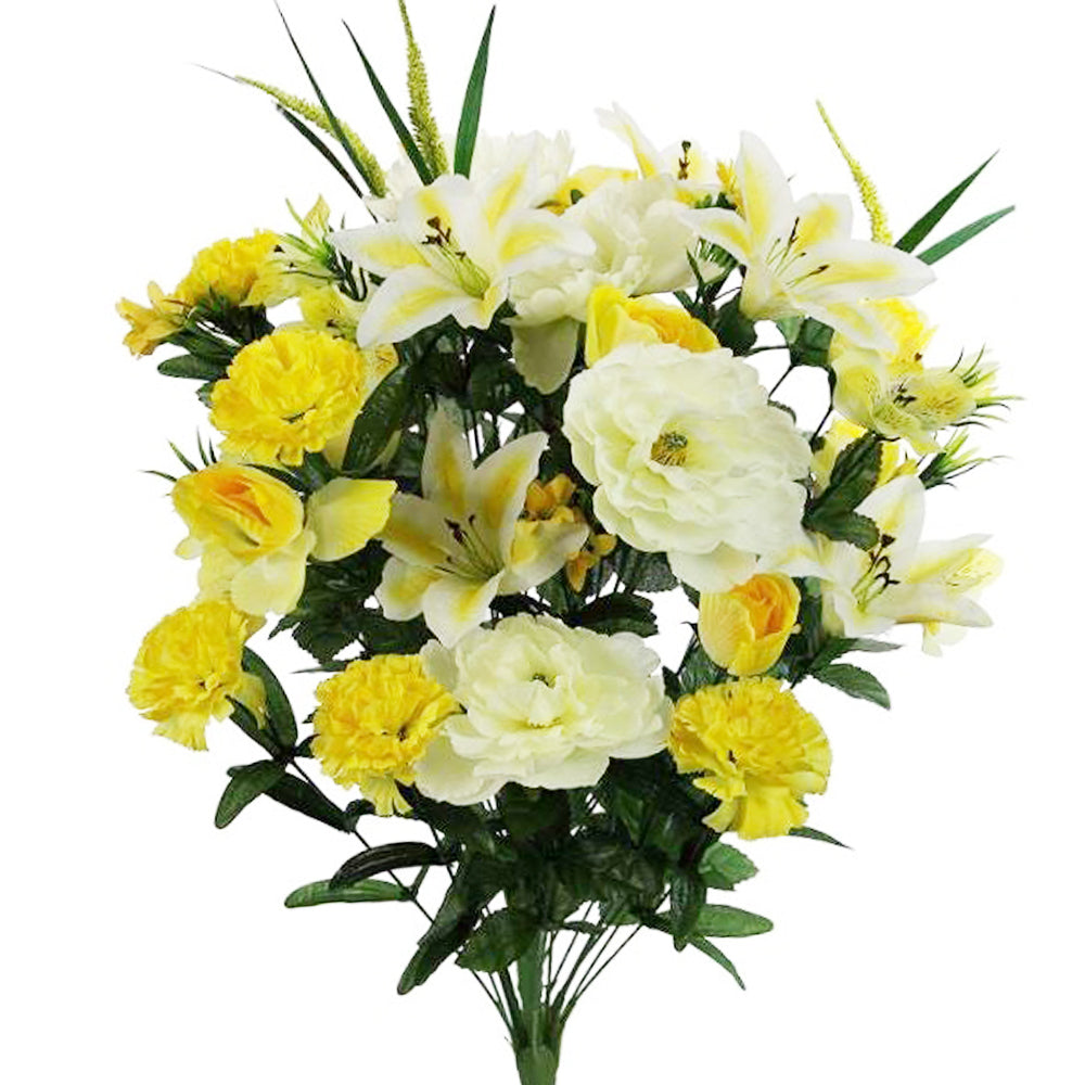 40 Stem Artificial Flowers Roses Lily Peony Mixed Bush Spring Faux Flower