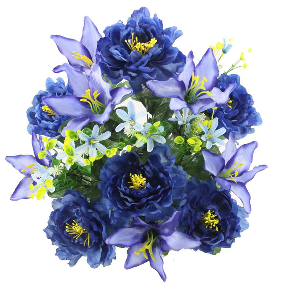 18 Stem Artificial Flowers Peony Lily Bush Spring