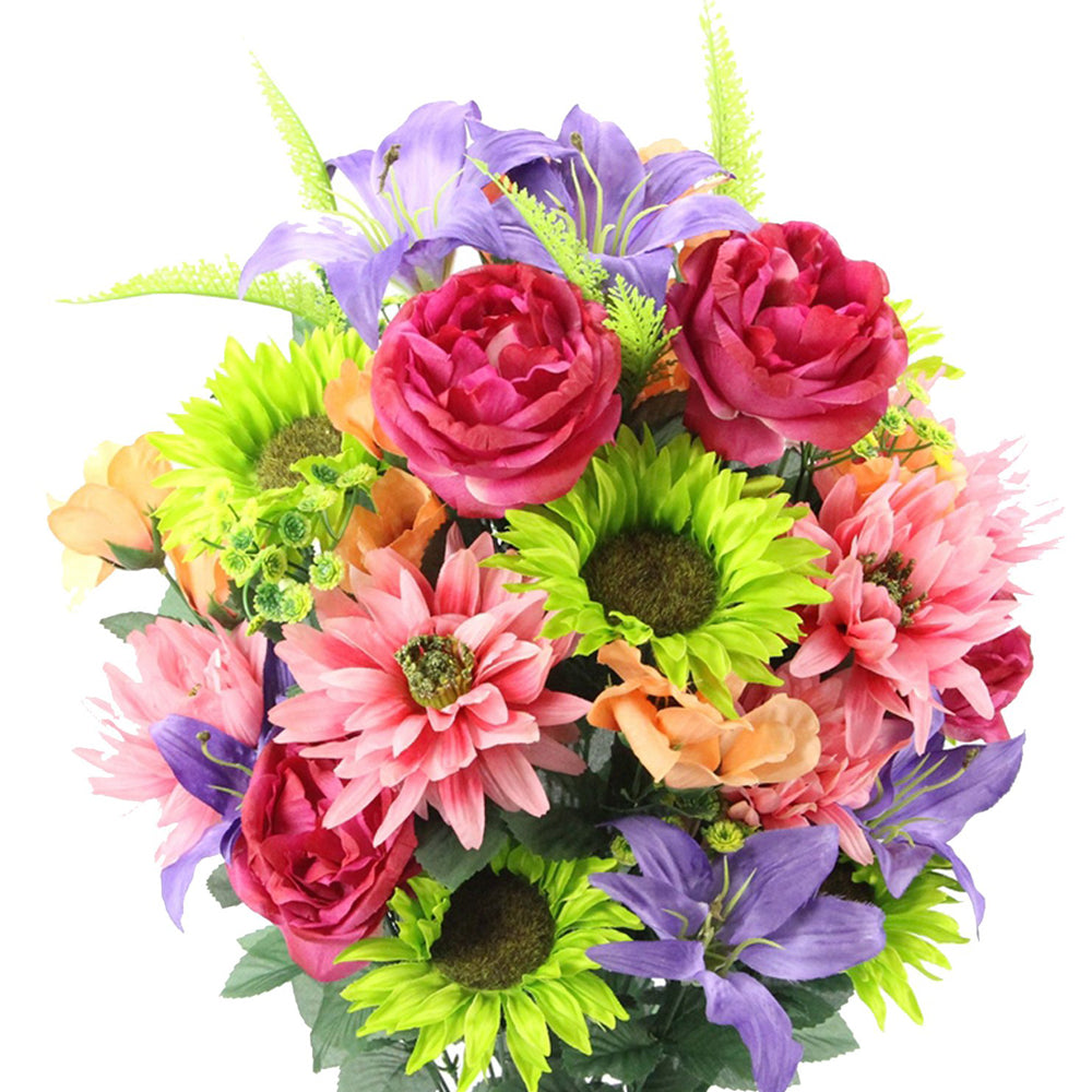 36 Stem Artificial Flowers Dahlia Sunflower Bush Spring