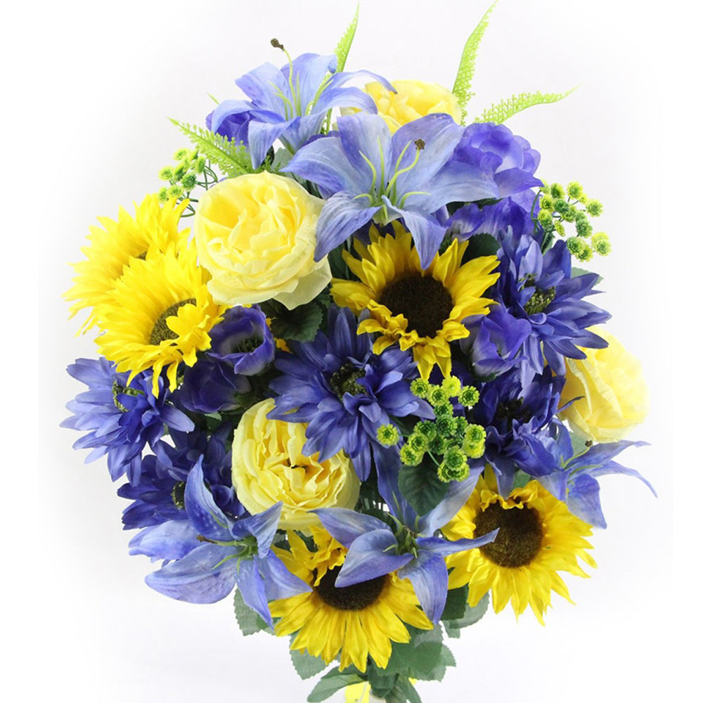 36 Stem Artificial Flowers Dahlia Sunflower Bush Spring