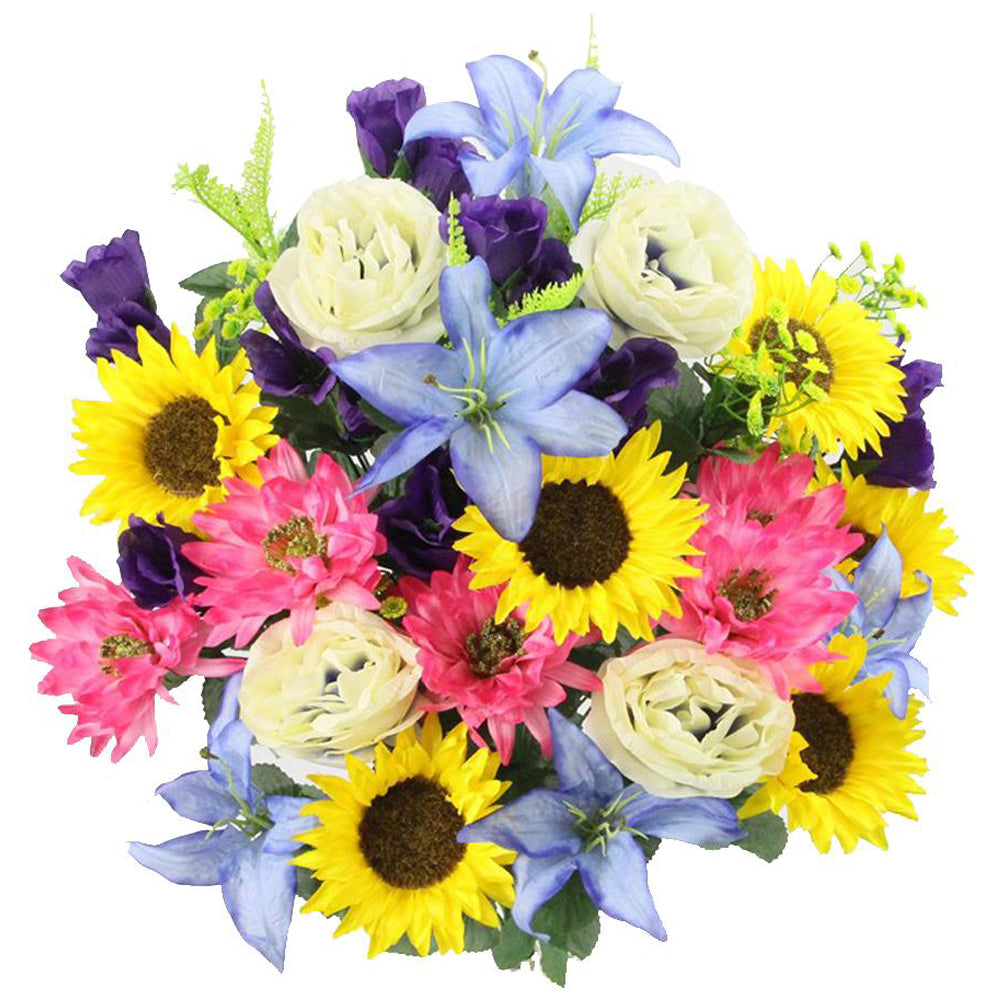 36 Stem Artificial Flowers Dahlia Sunflower Bush Spring